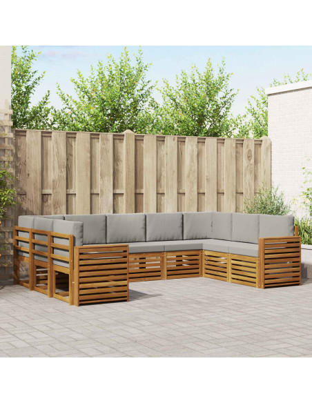 Set divani con cuscino 9 pcs Grigio Naturale e Chiaro