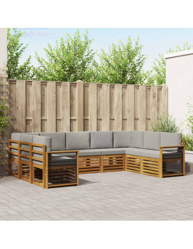 Set divani con cuscino 9 pcs Grigio Naturale e Chiaro