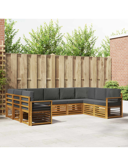 Set divani 9 pcs Naturale e Antracite Legno di Acacia Massello