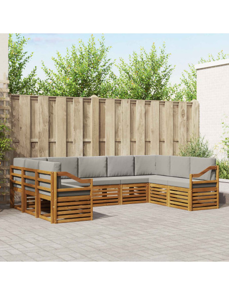 Set divani con cuscino 9 pcs Grigio Naturale e Chiaro