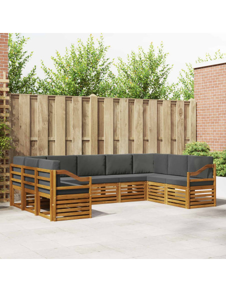 Set divani 9 pcs Naturale e Antracite Legno di Acacia Massello