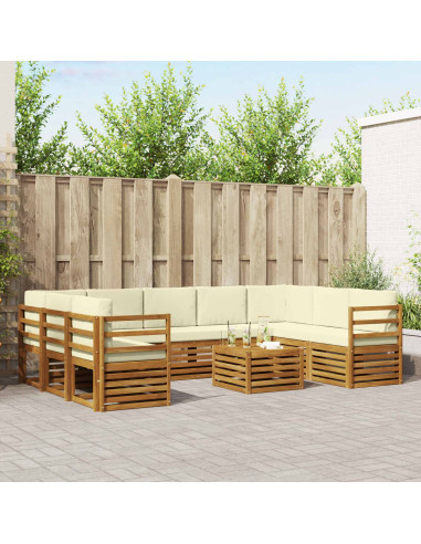 Set divani 10 pcs Naturale e Crema Legno di Acacia Massello