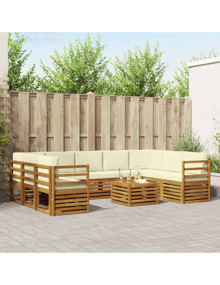 Set divani 10 pcs Naturale e Crema Legno di Acacia Massello