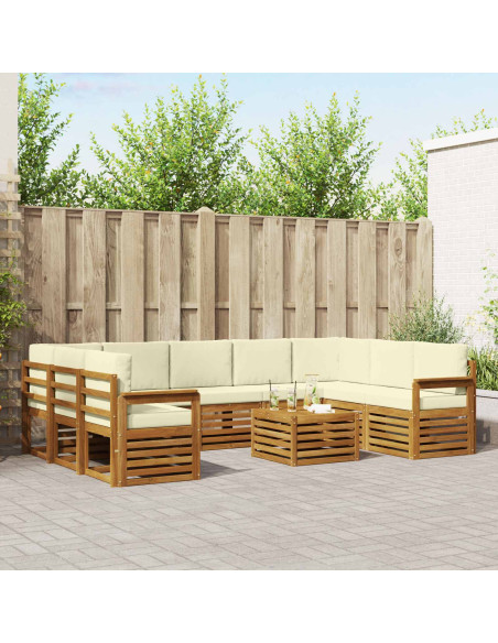 Set divani 10 pcs Naturale e Crema Legno di Acacia Massello