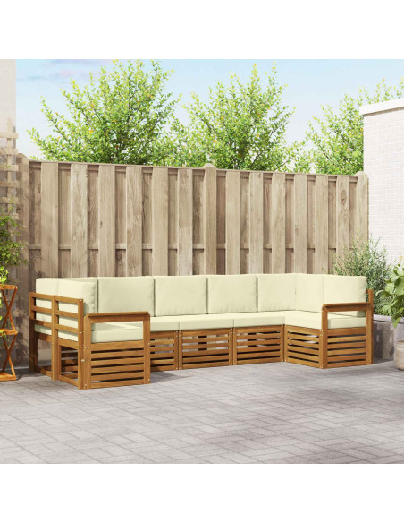 Set divani 7 pcs Naturale e Crema Legno di Acacia Massello