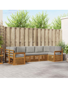 Set divani con cuscino 7 pcs Grigio Naturale e Chiaro