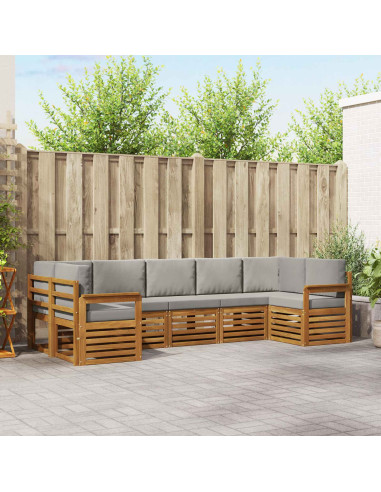 Set divani con cuscino 7 pcs Grigio Naturale e Chiaro