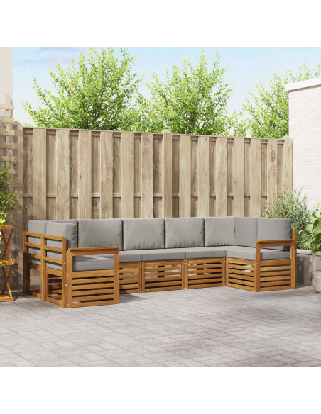 Set divani con cuscino 7 pcs Grigio Naturale e Chiaro