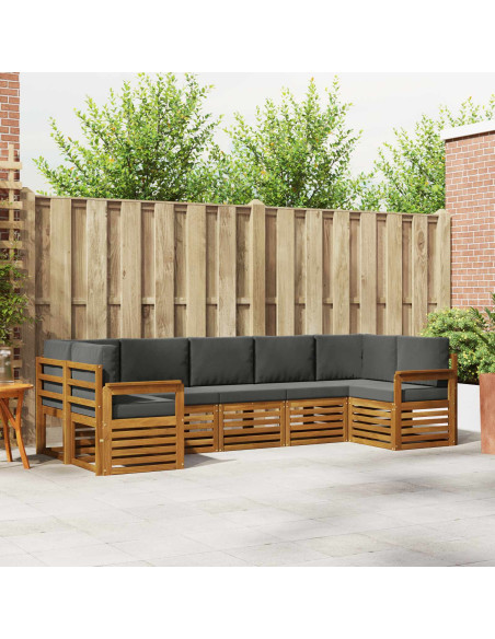 Set divani 7 pcs Naturale e Antracite Legno di Acacia Massello