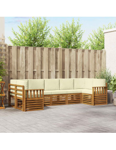 Set divani 7 pcs Naturale e Crema Legno di Acacia Massello