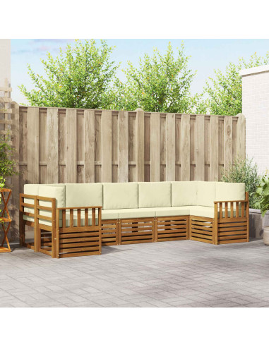 Set divani 7 pcs Naturale e Crema Legno di Acacia Massello