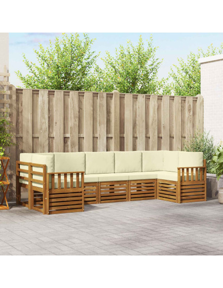 Set divani 7 pcs Naturale e Crema Legno di Acacia Massello