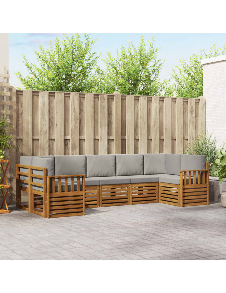 Set divani con cuscino 7 pcs Grigio Naturale e Chiaro