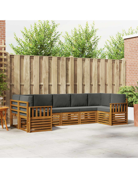 Set divani 7 pcs Naturale e Antracite Legno di Acacia Massello
