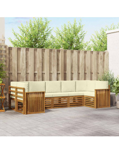 Set divani 7 pcs Naturale e Crema Legno di Acacia Massello