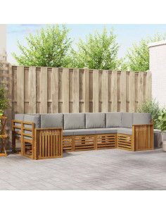 Set divani con cuscino 7 pcs Grigio Naturale e Chiaro