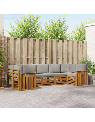 Set divani con cuscino 7 pcs Grigio Naturale e Chiaro