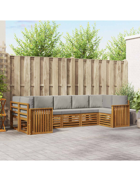 Set divani con cuscino 7 pcs Grigio Naturale e Chiaro