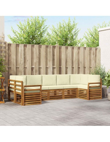 Set divani 7 pcs Naturale e Crema Legno di Acacia Massello