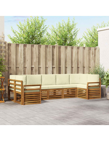 Set divani 7 pcs Naturale e Crema Legno di Acacia Massello