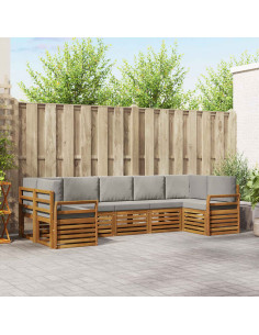 Set divani con cuscino 7 pcs Grigio Naturale e Chiaro