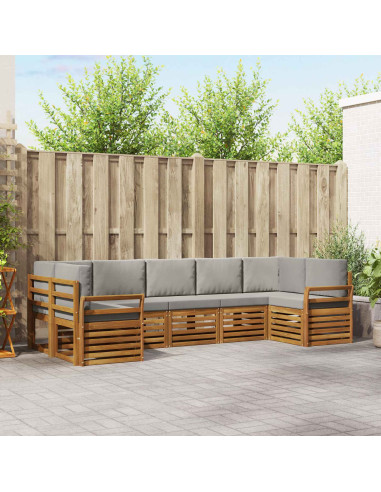 Set divani con cuscino 7 pcs Grigio Naturale e Chiaro