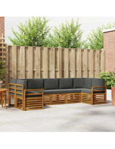 Set divani 7 pcs Naturale e Antracite Legno di Acacia Massello