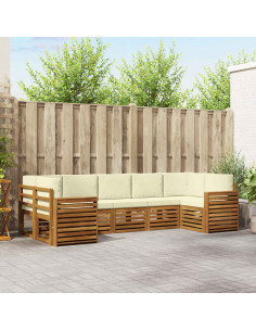Set divani 7 pcs Naturale e Crema Legno di Acacia Massello