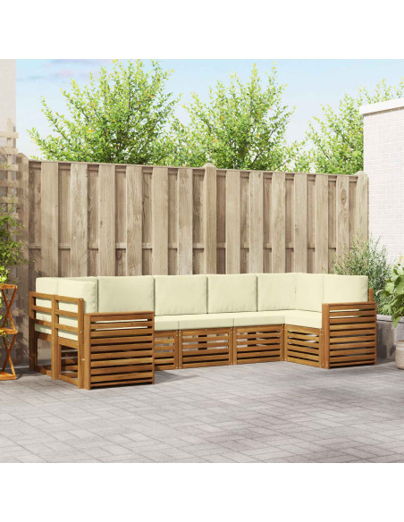 Set divani 7 pcs Naturale e Crema Legno di Acacia Massello