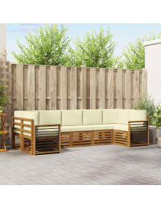 Set divani 7 pcs Naturale e Crema Legno di Acacia Massello