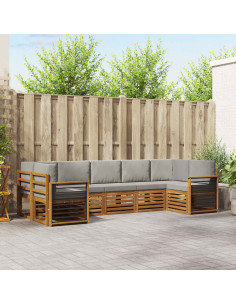 Set divani con cuscino 7 pcs Grigio Naturale e Chiaro