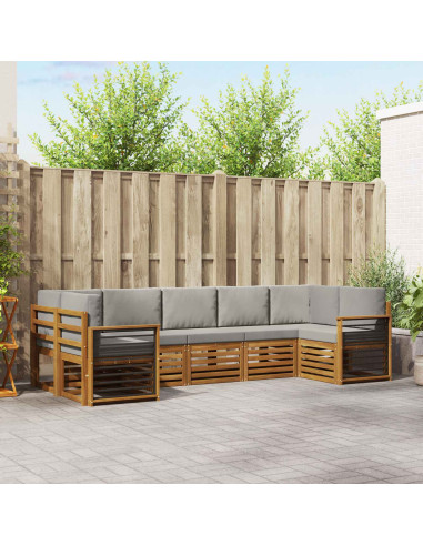 Set divani con cuscino 7 pcs Grigio Naturale e Chiaro