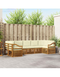 Set divani 7 pcs Naturale e Crema Legno di Acacia Massello