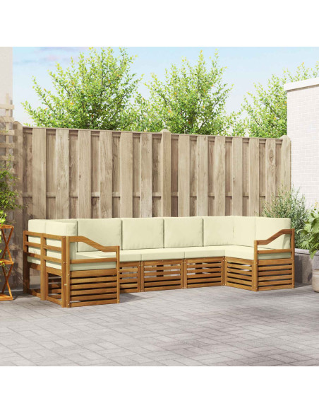 Set divani 7 pcs Naturale e Crema Legno di Acacia Massello