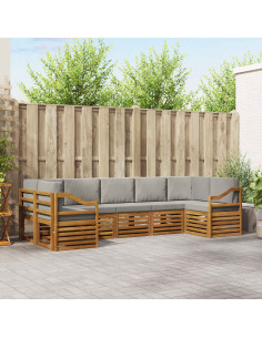 Set divani con cuscino 7 pcs Grigio Naturale e Chiaro