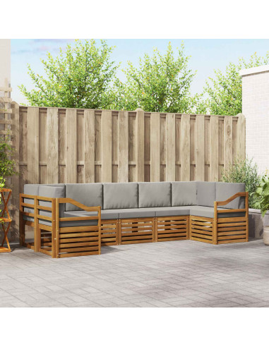 Set divani con cuscino 7 pcs Grigio Naturale e Chiaro