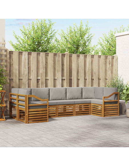 Set divani con cuscino 7 pcs Grigio Naturale e Chiaro