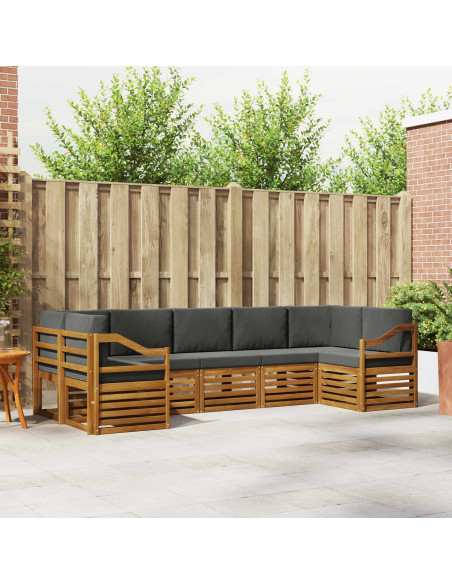 Set divani 7 pcs Naturale e Antracite Legno di Acacia Massello
