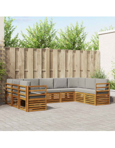 Set divani con cuscino 9 pcs Grigio Naturale e Chiaro