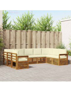 Set divani 9 pcs Naturale e Crema Legno di Acacia Massello
