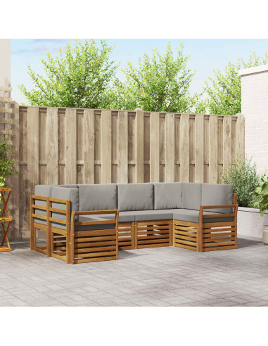 Set divani con cuscino 6 pcs Grigio Naturale e Chiaro