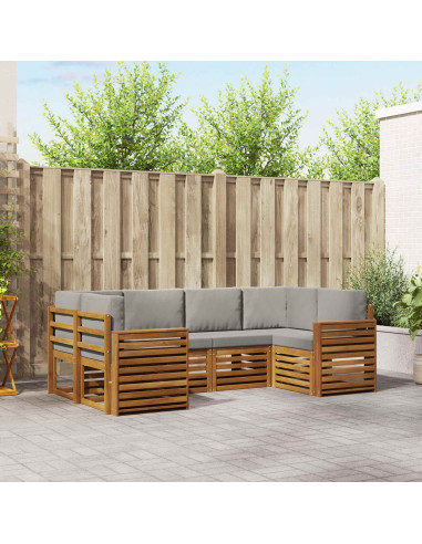 Set divani con cuscino 6 pcs Grigio Naturale e Chiaro