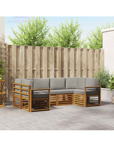 Set divani con cuscino 6 pcs Grigio Naturale e Chiaro