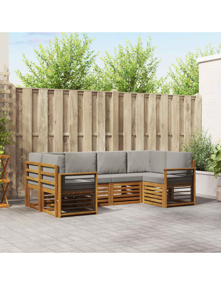 Set divani con cuscino 6 pcs Grigio Naturale e Chiaro