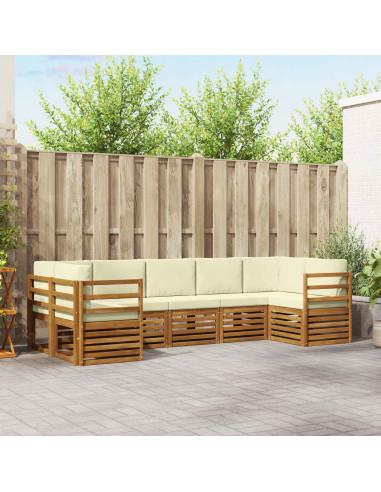 Set divani 7 pcs Naturale e Crema Legno di Acacia Massello