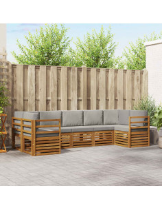 Set divani con cuscino 7 pcs Grigio Naturale e Chiaro