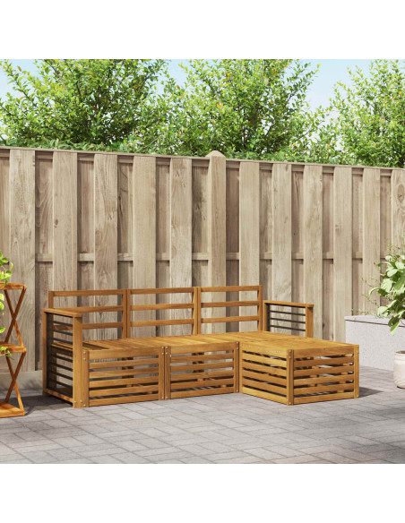 Set divani 4 pcs Naturale Legno di Acacia Massello