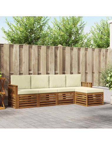 Set divani 5 pcs Naturale e Crema Legno di Acacia Massello