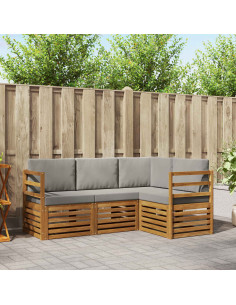 Set divani con cuscino 4 pcs Grigio Naturale e Chiaro