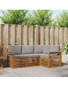 Set divani con cuscino 4 pcs Grigio Naturale e Chiaro